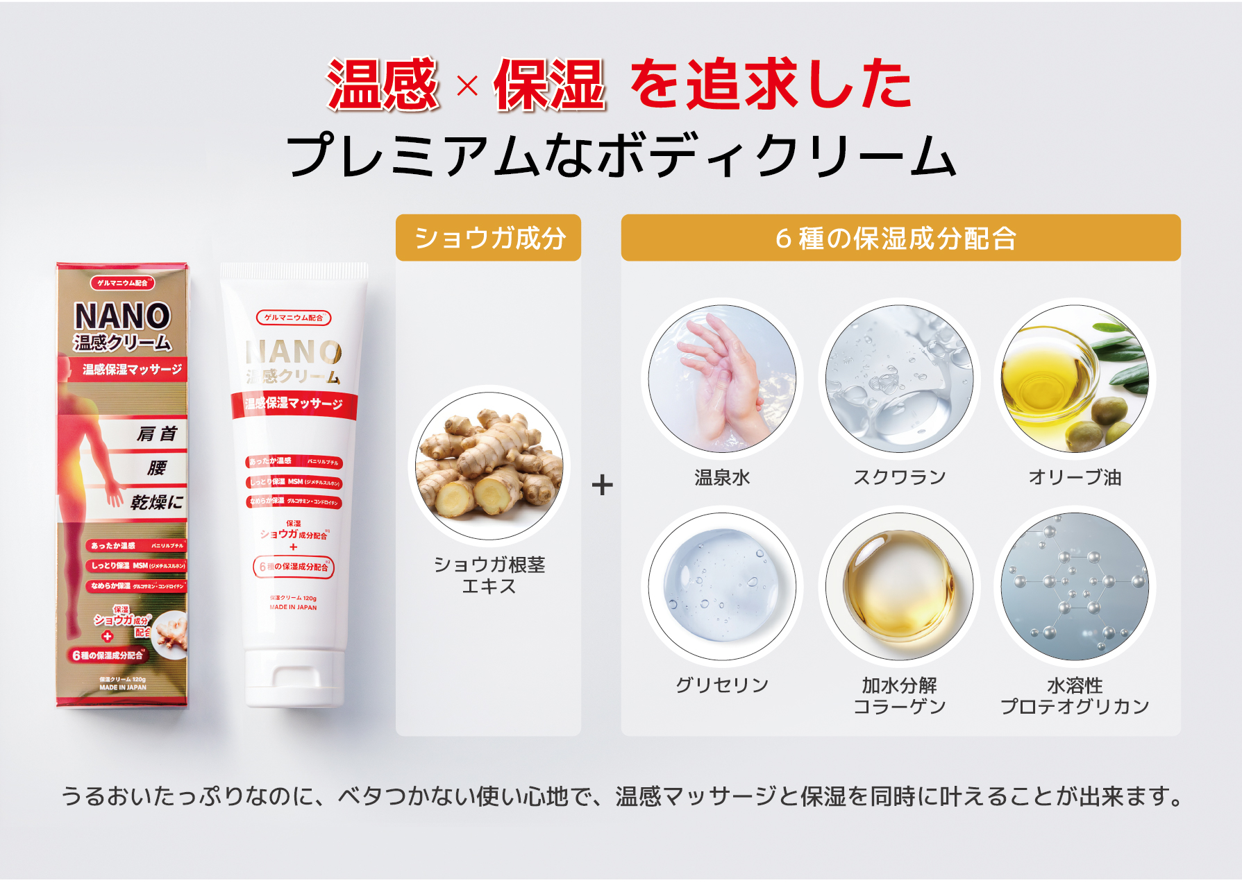 プレミアムな6つの保湿成分